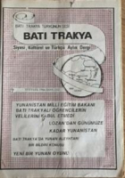 BATI TRAKYA TÜRKÜNÜN SESİ SİYASİ KÜRTÜREL VE TÜRKÇE AYLIK DERGİ 15 EYLÜL 1986 SAYI : 233