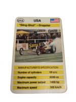 FX SCHMİD DUBREQ LİMİTED MANUFACTURER'S SPECIFICATION KARTON OYUN KARTI USA SLING-SHOT DRAGSTER