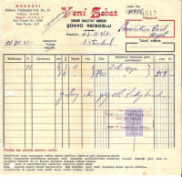 1967 İSTANBULDA YENİ SEBAT KESİLMİŞ 259 LİRALIK FATURA
