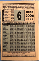 6 OCAK 2006 CUMA GÜNÜNE AİT TAKVİM YAPRAGI