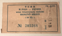 TCDD HAYDARPAŞA PENDİK ARASI İSTASYONLARA MAHSUS BANLİYO BİLETİ 10 TL 24 EKİM 1980