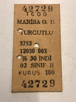 TCDD MANİSA TURGUTLU 2 MEVKİ %30 İNDİRİMLİ TREN BİLETİ 100 KURUŞ