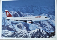 AIRBUS A320 SWISS AIR YOLCU UCAGI KARTPOSTAL