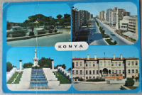 KONYA 4 RESİMLİ KARTPOSTAL ARKASI DAKTİLO İLE YAZILI