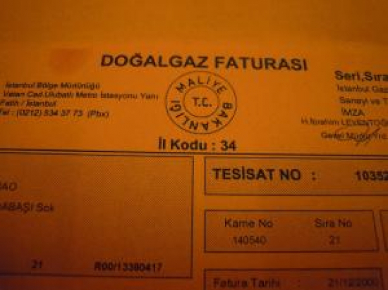 2001 YILI DOĞALGAZ FATURASI İGDAŞ RENKLİ KAGIDA BASILMIŞ A 4 EBADI