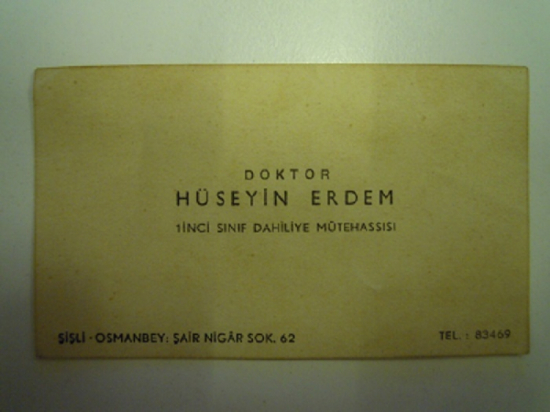 DOKTOR HÜSEYİN ERDEM KARTVİZİT