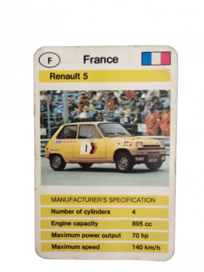 FX SCHMİD DUBREQ LİMİTED MANUFACTURER'S SPECIFICATION KARTON OYUN KARTI FRANCE RENAULT 5