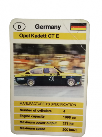 FX SCHMİD DUBREQ LİMİTED MANUFACTURER'S SPECIFICATION KARTON OYUN KARTI GERMANY OPEL KADETT GT E