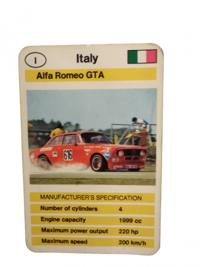 FX SCHMİD DUBREQ LİMİTED MANUFACTURER'S SPECIFICATION KARTON OYUN KARTI ITALY ALFA ROMEO GTA