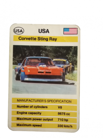 FX SCHMİD DUBREQ LİMİTED MANUFACTURER'S SPECIFICATION KARTON OYUN KARTI USA CORVETTE STING RAY