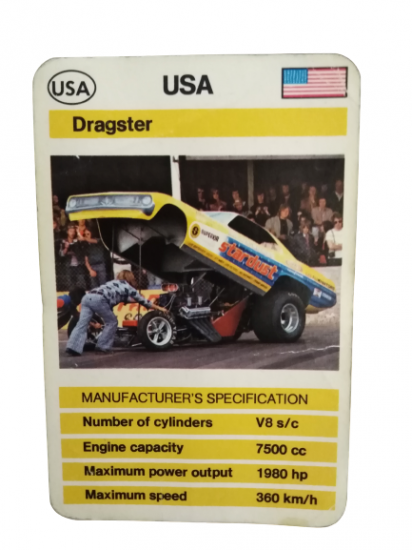 FX SCHMİD DUBREQ LİMİTED MANUFACTURER'S SPECIFICATION OYUN KARTI USA DRAGSTER