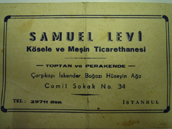 SAMUEL LEVİ KARTVİZİT