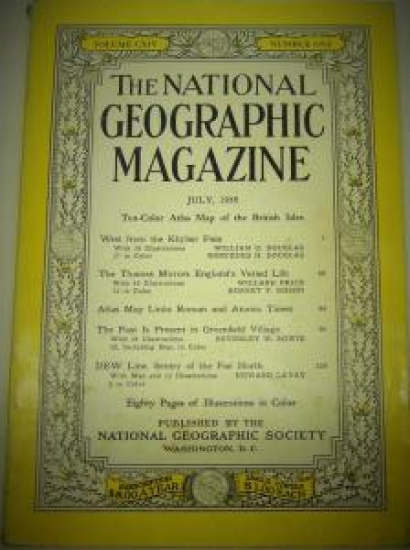 THE NATIONAL GEOGRAPHIC MAGAZINE JULY 1958 YILI AMERİKAN BASKI DERGİ