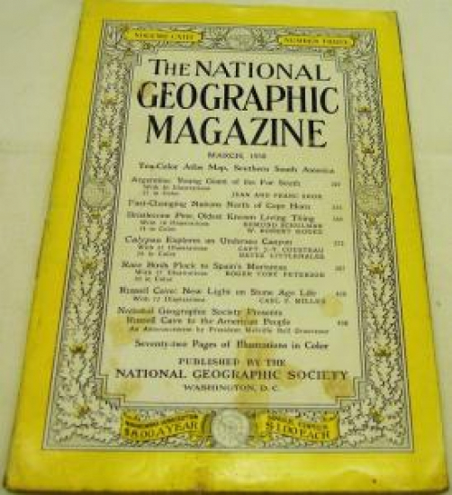 THE NATIONAL GEOGRAPHIC MAGAZINE MARCH 1958 YILI AMERİKAN BASKI DERGİ