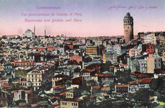 CONSTANİNOPLE GALATA PERA EDİTÖR M.J.C PANORAMİK KARTPOSTAL