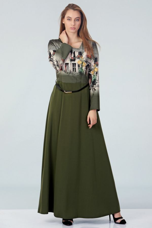 thumbBisiklet Yaka Kemerli Elbise - Yeşil
