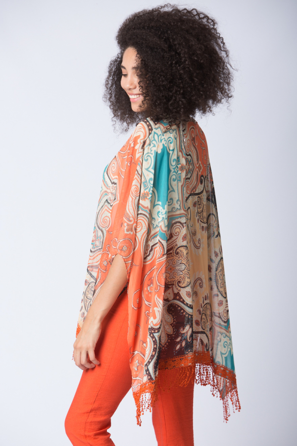 thumbDesenli Kimono - Turuncu