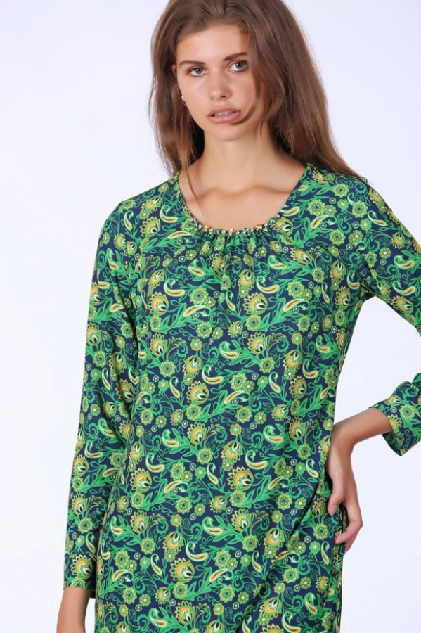 thumbEmpirme Desenli Elbise - Yeşil