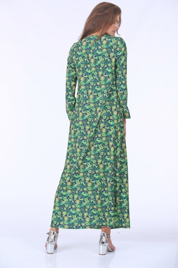 thumbEmpirme Desenli Elbise - Yeşil