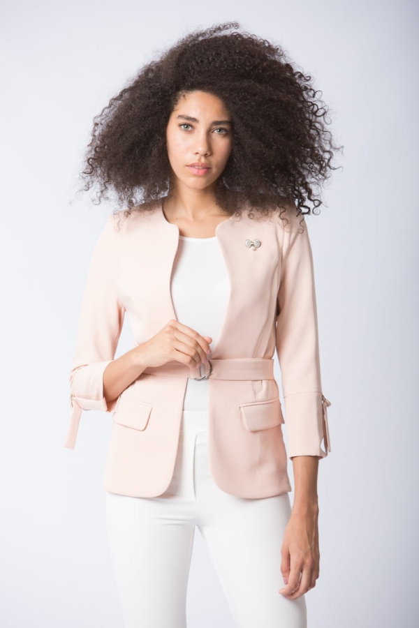 thumbKemerli Blazer Ceket - Pudra