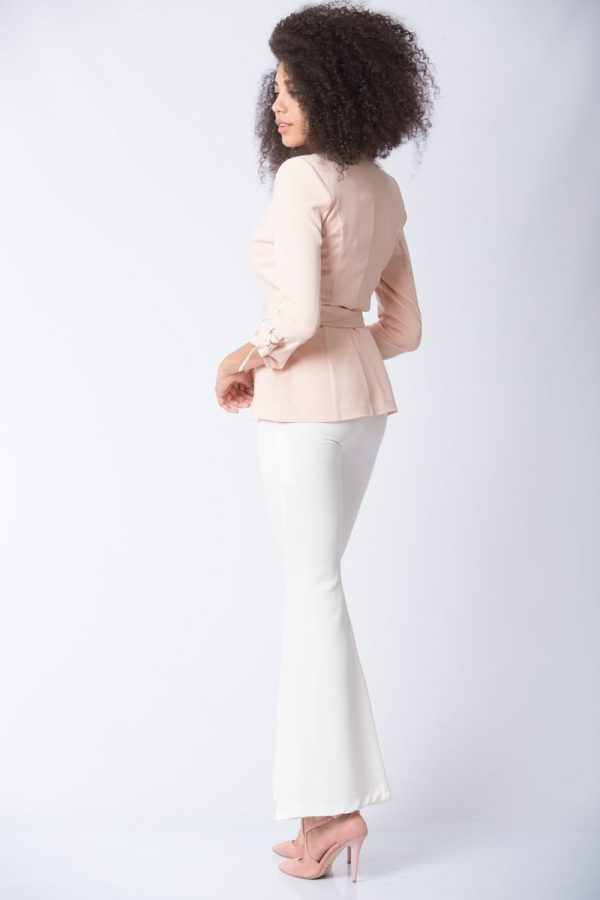 thumbKemerli Blazer Ceket - Pudra