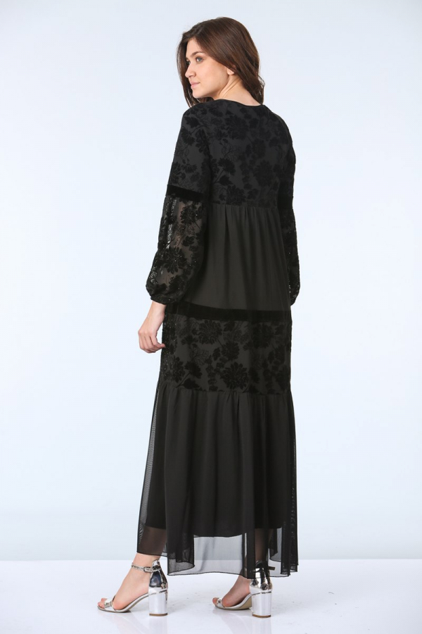 thumbKolları Tül Detaylı Abiye Elbise - Siyah