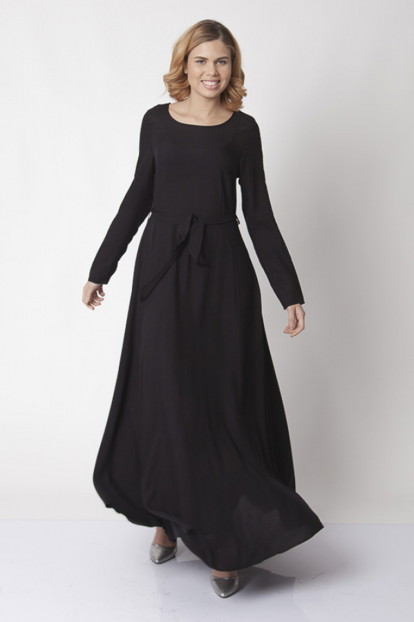 thumbKuşaklı Kloş Elbise - Siyah