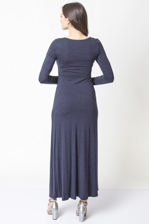 thumbAsimetrik Yaka İşlemeli Elbise - Lacivert