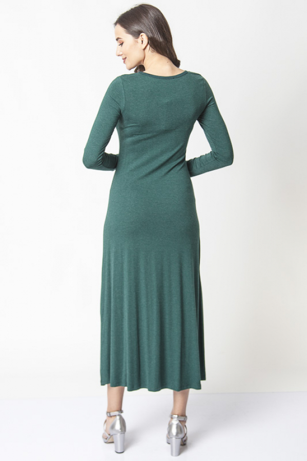 thumbAsimetrik Yaka İşlemeli Elbise - Yeşil