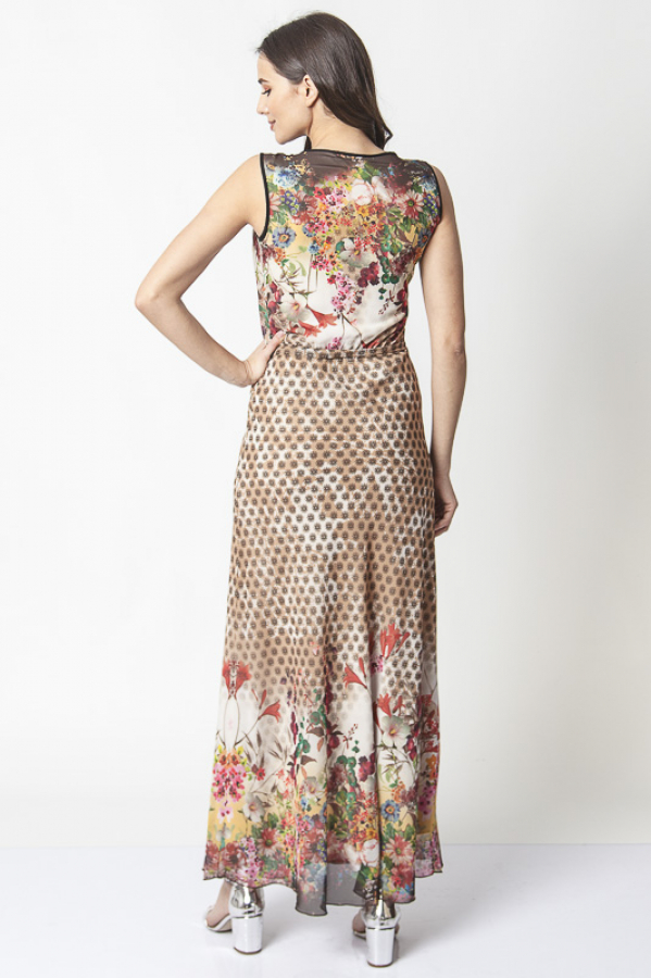 thumbBelden Kuşaklı Çiçekli Elbise - Bej