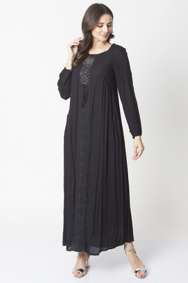 thumbDantel Detaylı Taş İşlemeli Abiye Elbise - Siyah