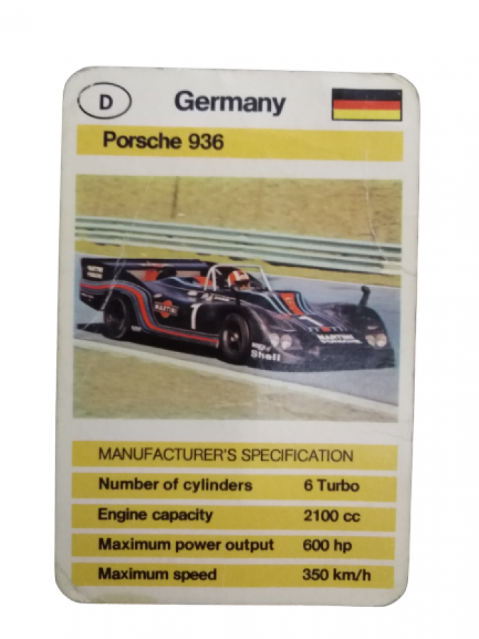 FX SCHMİD DUBREQ LİMİTED MANUFACTURER'S SPECIFICATION KARTON OYUN KARTI GERMANY PORSCHE 936