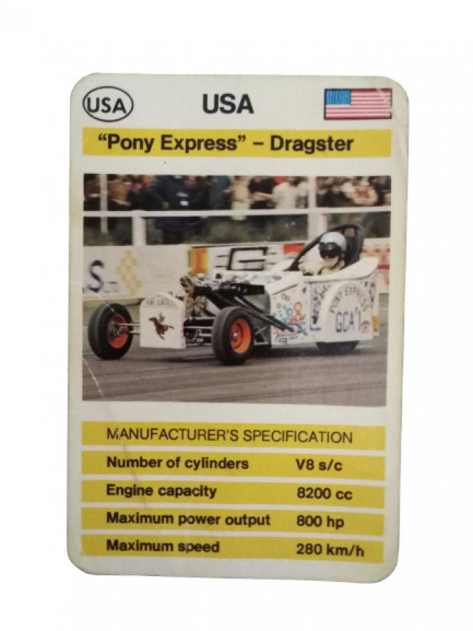 FX SCHMİD DUBREQ LİMİTED MANUFACTURER'S SPECIFICATION KARTON OYUN KARTI USA PONY EXPRESS-DRAGSTER