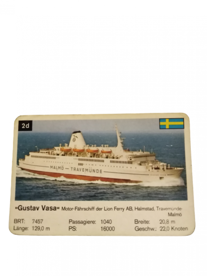 GUSTAV VASA FERRY MALMÖ DENİZCİ KOLEKSİYONER OYUN KARTI