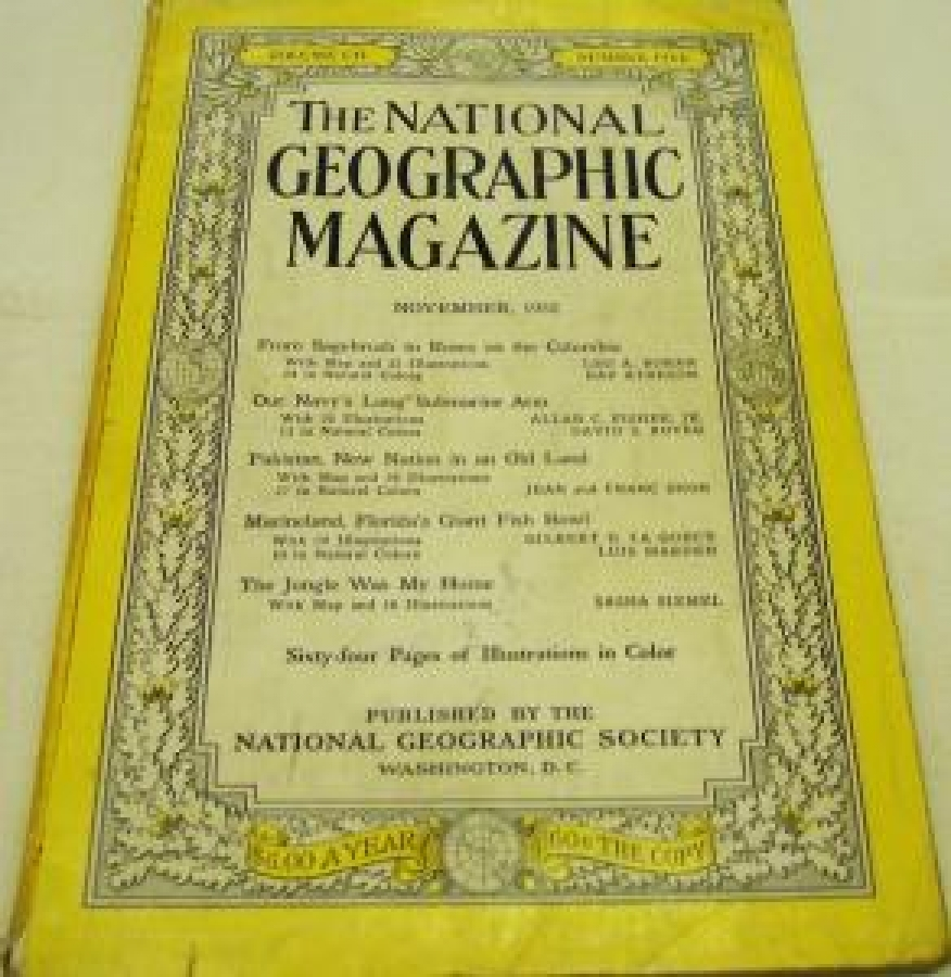 THE NATIONAL GEOGRAPHIC MAGAZINE NOVEMBER 1952 YILI AMERİKAN BASKI DERGİ