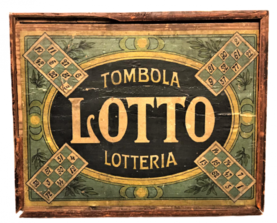 thumbYENİ YIL ŞANS OYUNU TOMBALA TOMBOLA LOTTO LOTTERİA 1940 AHŞAP KUTUSUNDA