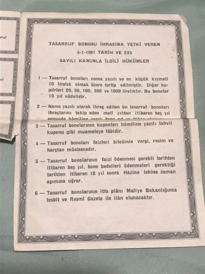 thumbMALİYE BAKANLIGI TASARRUF BONOSU 20 LİRA 1964 MALİ YILI