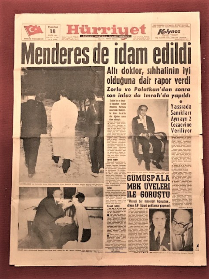 18 EYLÜL 1961 BASKI HÜRRİYET GAZETESİ ORJİNAL BASKI MENDERES,DE İDAM EDİLDİ