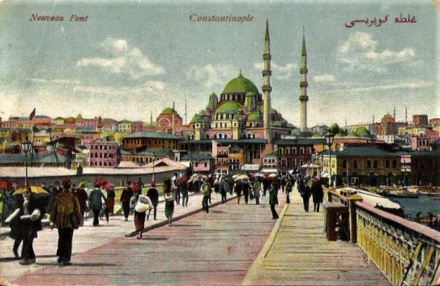 CONSTANİNOPLE TAHTA GALATA KÖPRÜSÜ EDİTÖR M.J.C KARTPOSTAL