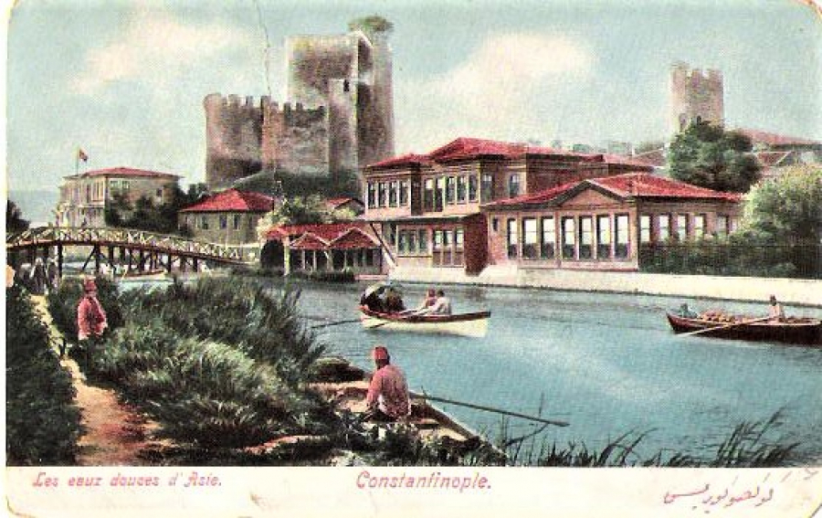 CONSTANTINOPLE POSTADAN GECMİŞ PULLU YAZILI KARTPOSTAL