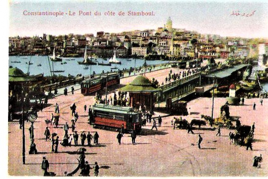 CONSTANTİNOPLE STAMBOUL EMİNÖNÜ TRANVAYLAR KARTPOSTAL EDİTÖR M.S.C 50