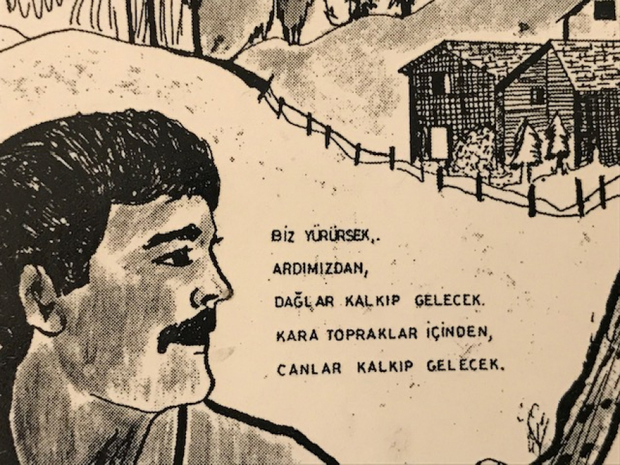 thumbLATİF YILDIZ IN CİZİMİ TASARIMLARIYLA YAPILIP BASILAN MHP PROPAGANDA KARTPOSTAL 17 X 12 CM ÖLCÜLERDE