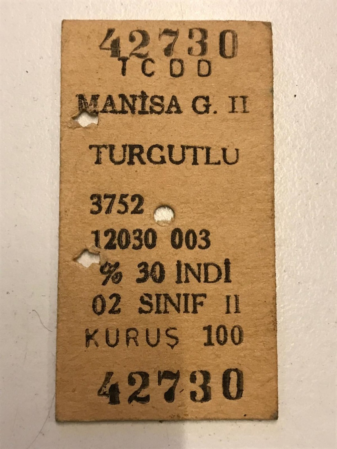 TCDD MANİSA TURGUTLU 2 MEVKİ %30 İNDİRİMLİ TREN BİLETİ 100 KURUŞ