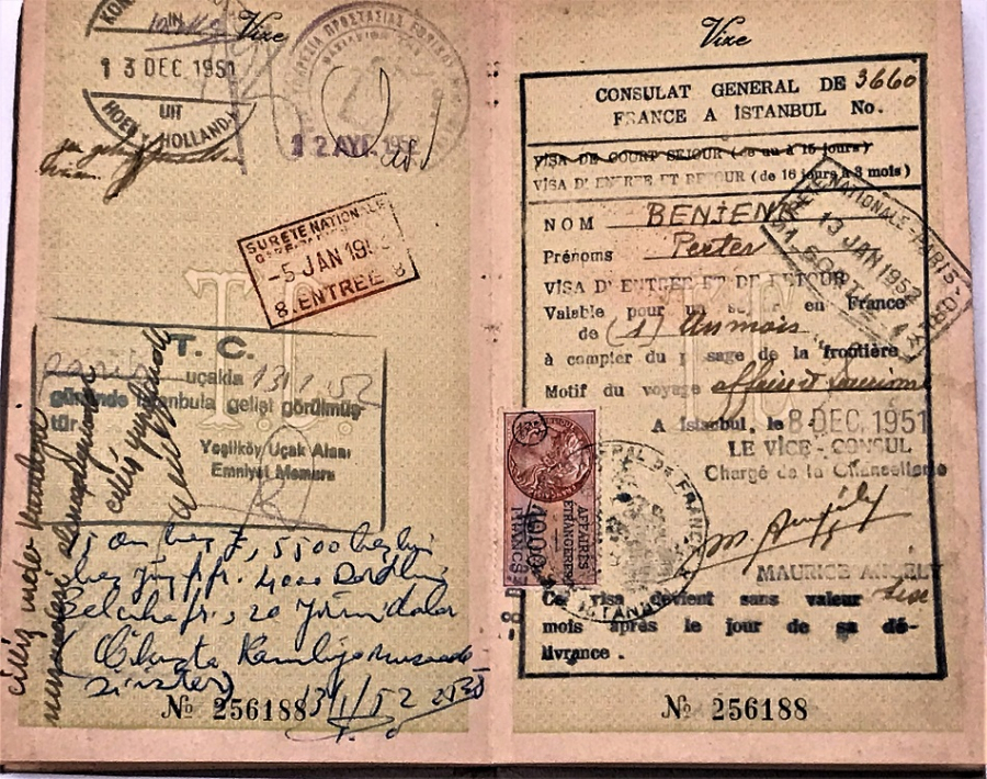 thumbİŞ ADAMI TÜCCAR PERTEV BENJENK 1951 YILINDA ALDIGI TÜRKİYE CUMHURİTETİ ESKİ CERCEVELİ PASAPORTU