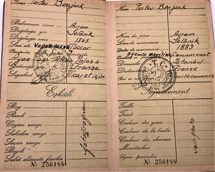 thumbİŞ ADAMI TÜCCAR PERTEV BENJENK 1951 YILINDA ALDIGI TÜRKİYE CUMHURİTETİ ESKİ CERCEVELİ PASAPORTU