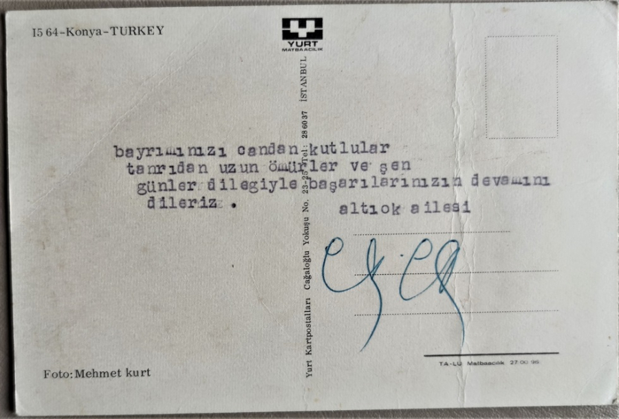 thumbKONYA 4 RESİMLİ KARTPOSTAL ARKASI DAKTİLO İLE YAZILI